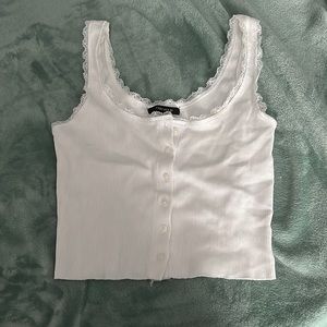 rue 21 white button down crop top